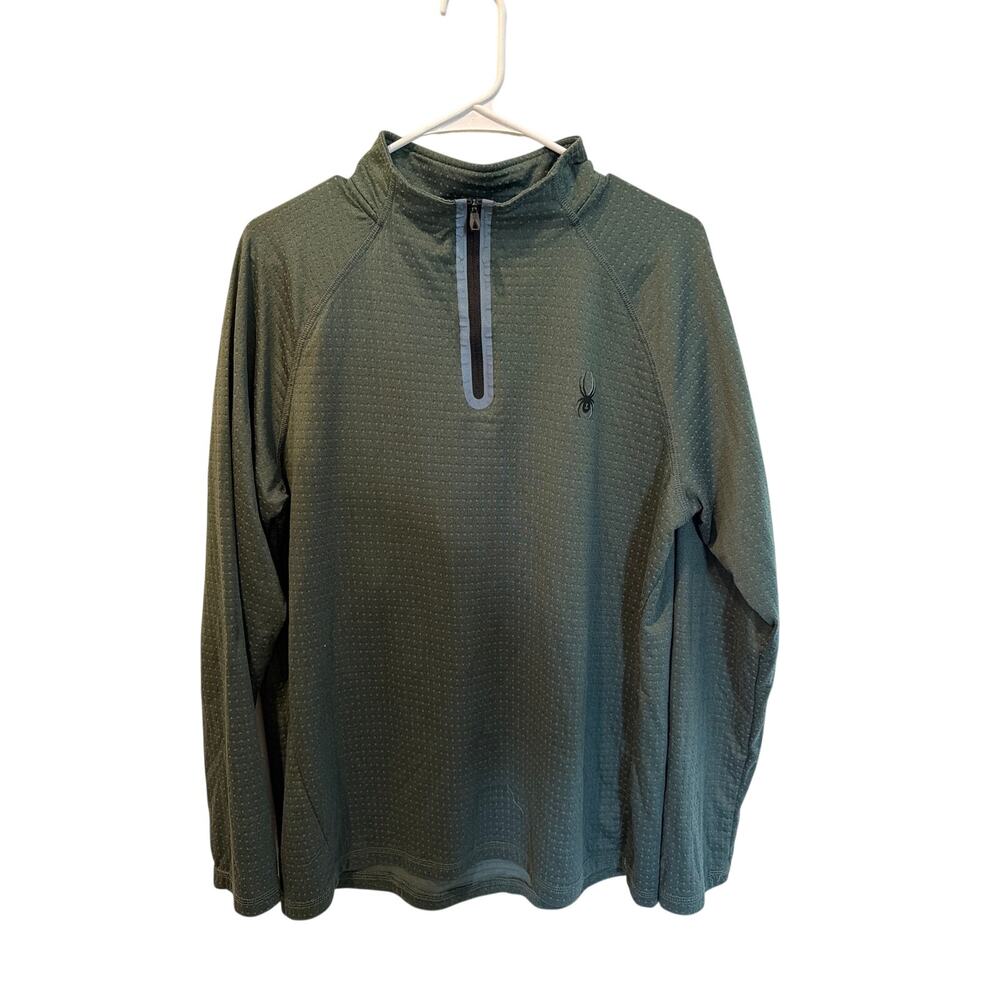⭐️ Men’s Spyder Gridweb Green Half Zip Shirt. Size Large Running Athleisure